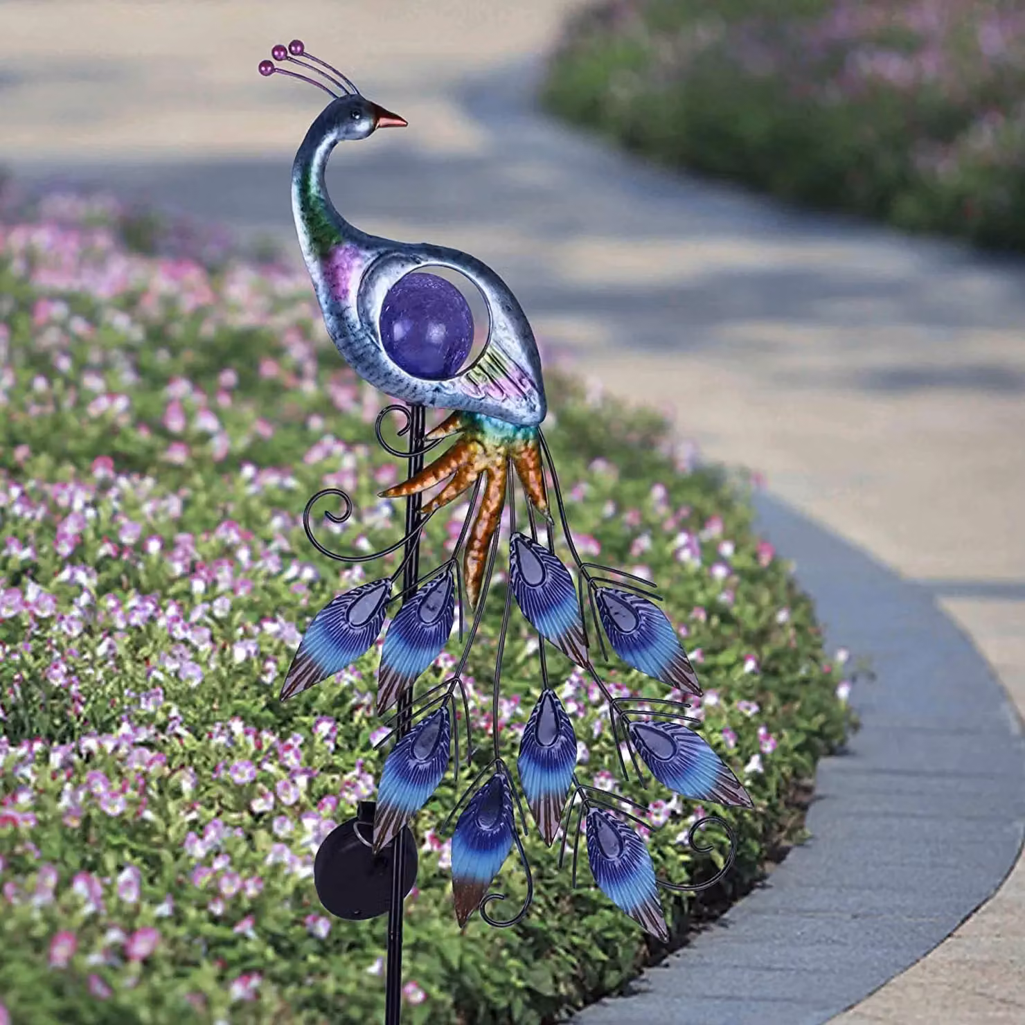 Leaper Purple Metal Peacock Solar Decorative Garden Lights – 2