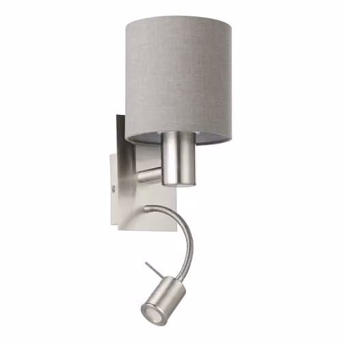 Eglo Pasteri Silver and Grey Fabric and Metal LED Wall and Reading Light – 1