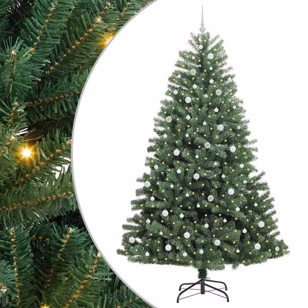 Berkfield Home Realistic Artificial Hinged Christmas Tree in Green, Height: 240 cm – 3