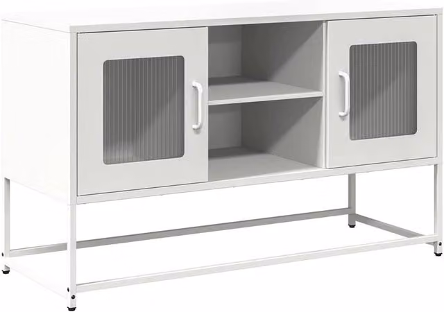 Berkfield Home White Steel TV Cabinet W: 100.5 cm, D: 39 cm, H: 60.5 cm