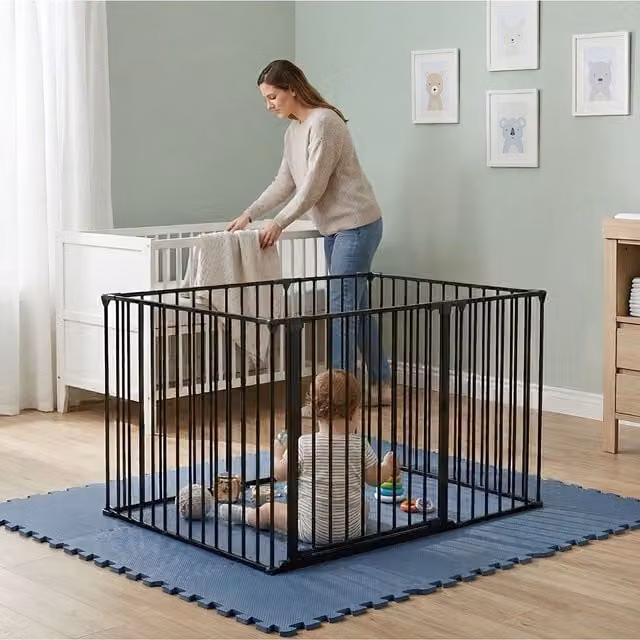 Safetots Play Den in Black with Soft Green Foam Play Mat, W/D/H: 105 x 144 x 70 cm