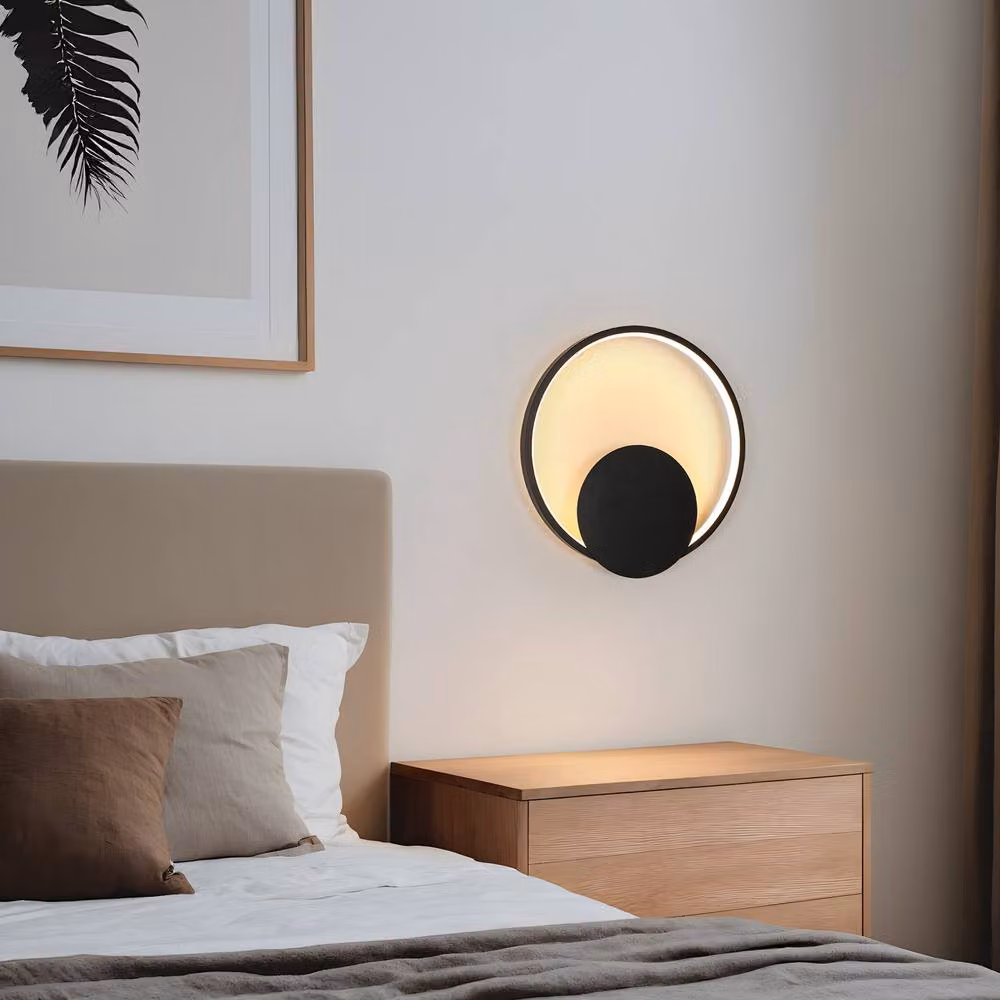 COMELY Round LED Indoor Wall Light, 12W Warm White, Black – 2