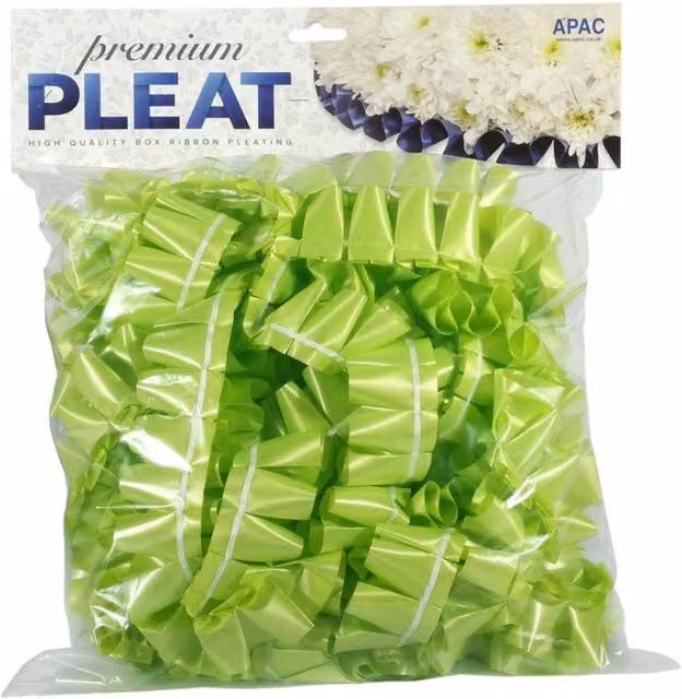 KDMD Premium Lime Green Pleat Ribbon, Width: 5 cm, Length: 30 m