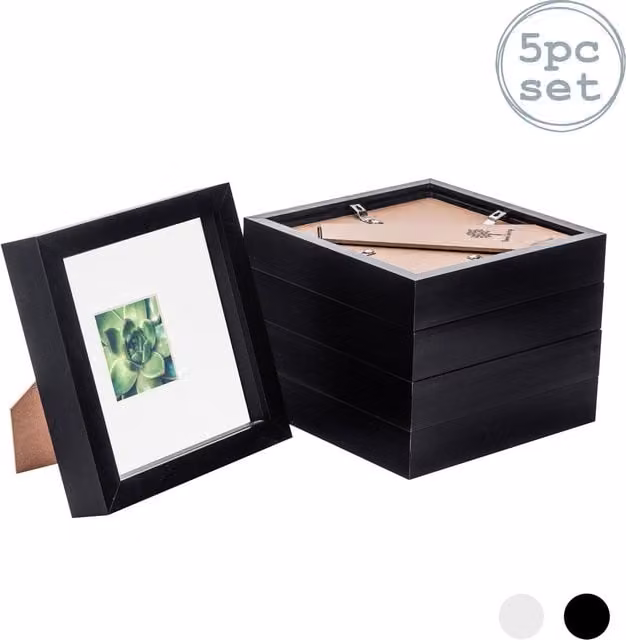 Nicola Spring Black Single Square 3D Box Photo Frame for Tabletop, Pack of 5