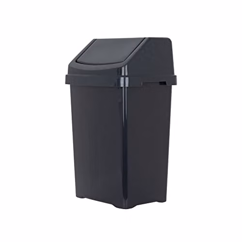 Wham Casa 25L Plastic Swing Bin in Midnight Black – 1