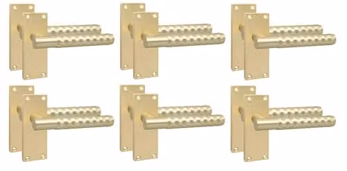 Golden Grace Knurled Hex T-Bar Interior Door Handle Set in Satin Brass, 6 Pairs