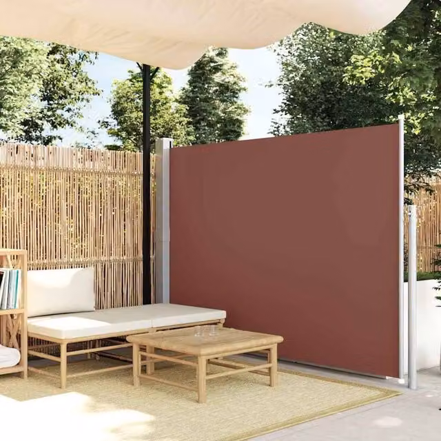 Berkfield Home Brown Retractable Side Awning with Manual Pull and Polyester Fabric, W/D/H: 300 x 160 x 160 cm