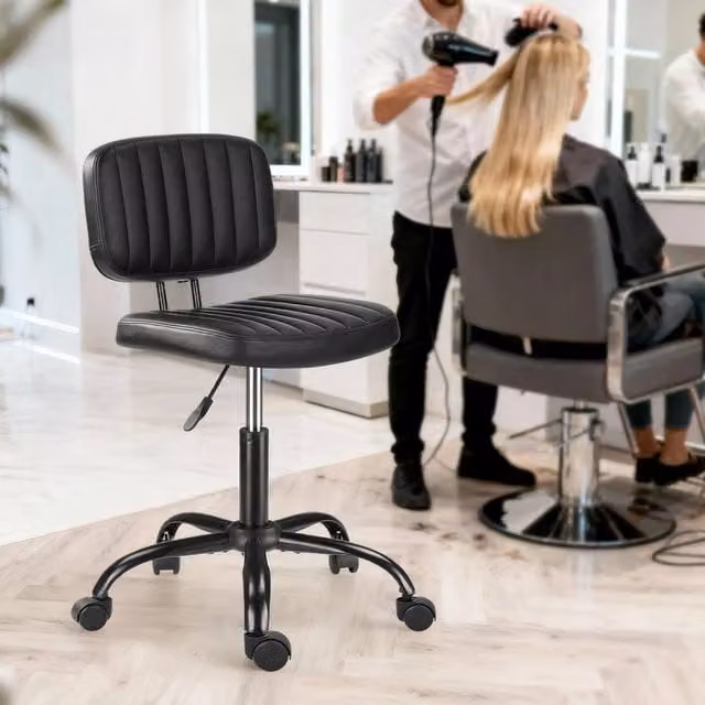 EONLION Adjustable Beauty Spa Salon Stool, Round Swivel Chair in Black – 1
