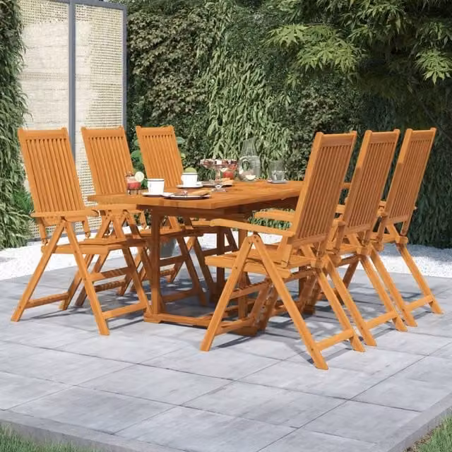 Berkfield Home 7 Piece Rustic Acacia Wood Garden Dining Set in Brown