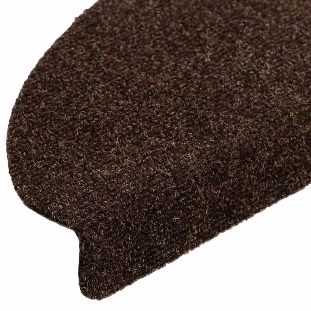 Berkfield Home Self-adhesive Needle Punch Stair Mats, 5 Pieces, Brown, W: 65 cm, D: 21 cm, H: 4 cm – 3