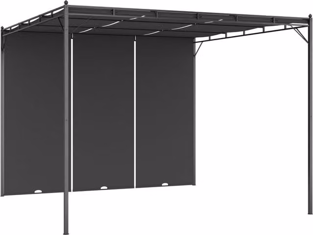 Berkfield Home Garden Gazebo with Side Curtain, Anthracite and Black, W/D/H: 300 x 300 x 225 cm – 1