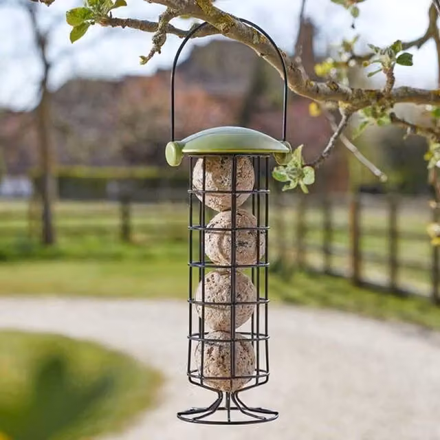 Garden Mile Twist Top Suet Ball Bird Feeder in Black and Green