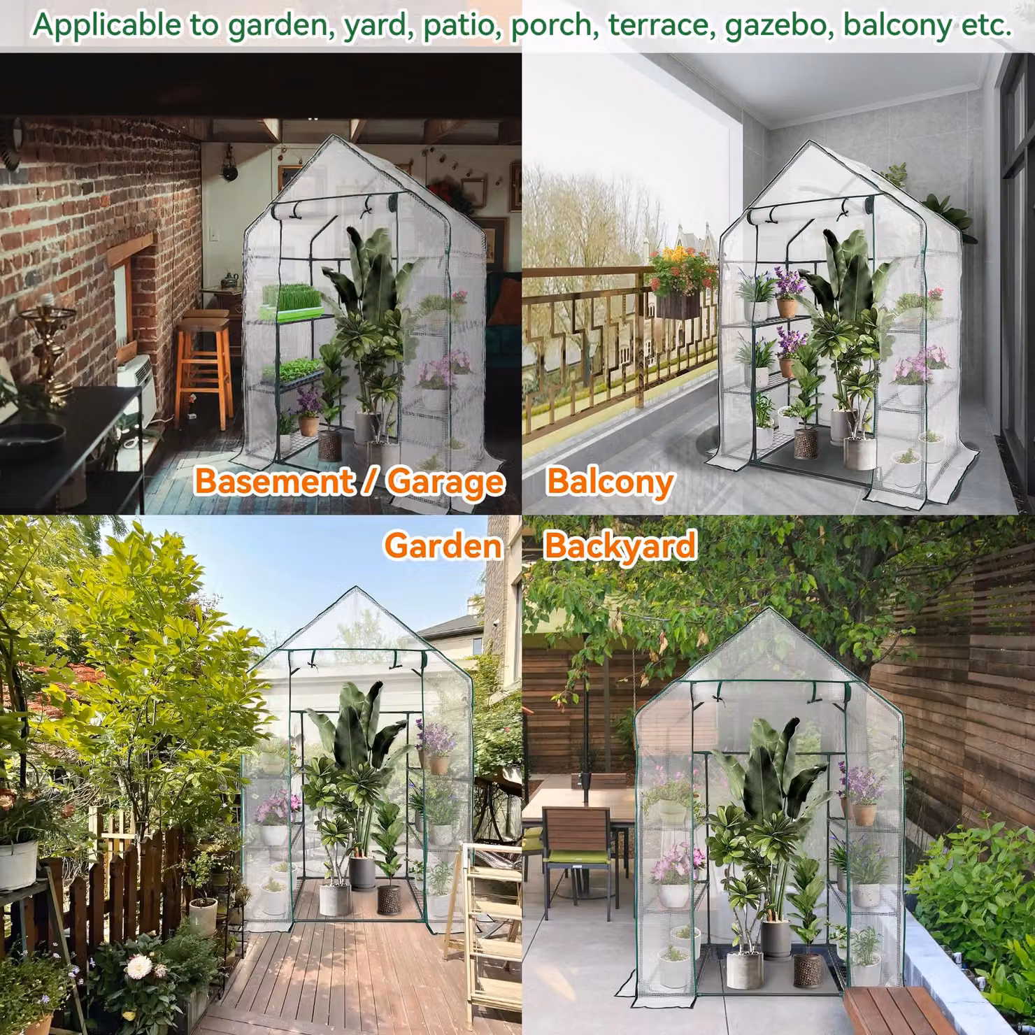 Heyfurni Walk-in Greenhouse with White PE Cover and Metal Frame, W/D/H: 195 x 143 x 73 cm – 2