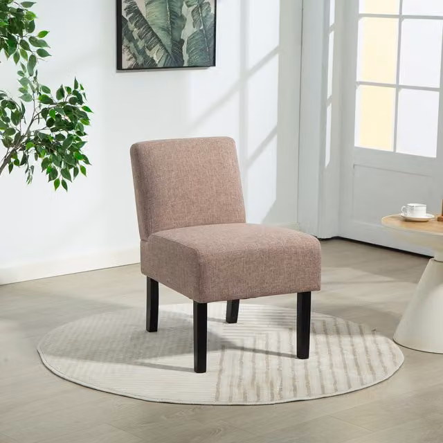 Artemis Home Elara Fabric Armless Accent Chair in Brown