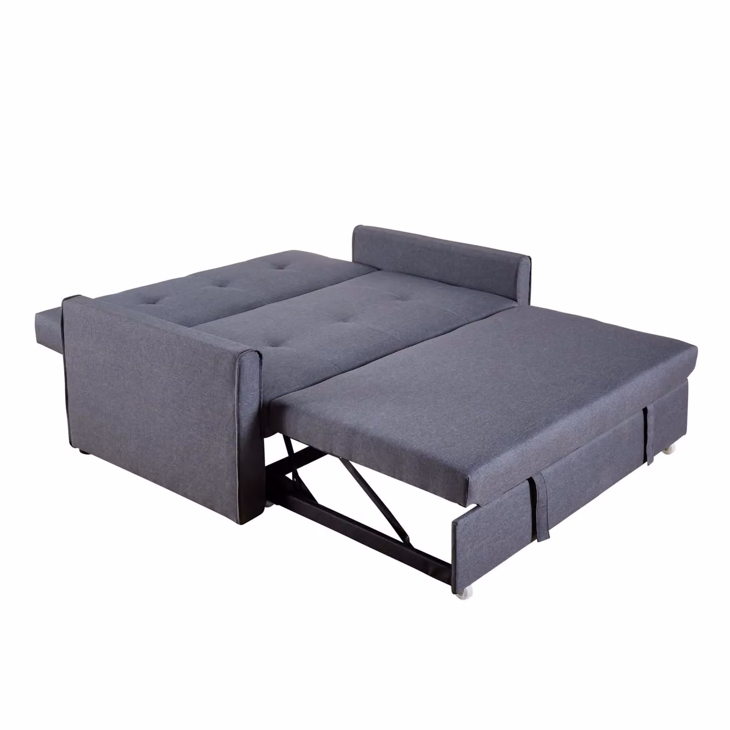 Home Source Velvet Upholstered Two Seater Pull-Out Double Sofa Bed in Grey – 2