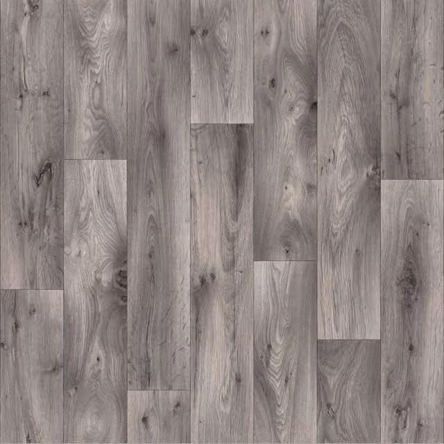 Sirius Grey Wood Effect Textile Backed Vinyl Flooring Sheet, W: 400 cm x D: 500 cm, Thickness: 2.6 mm – 1