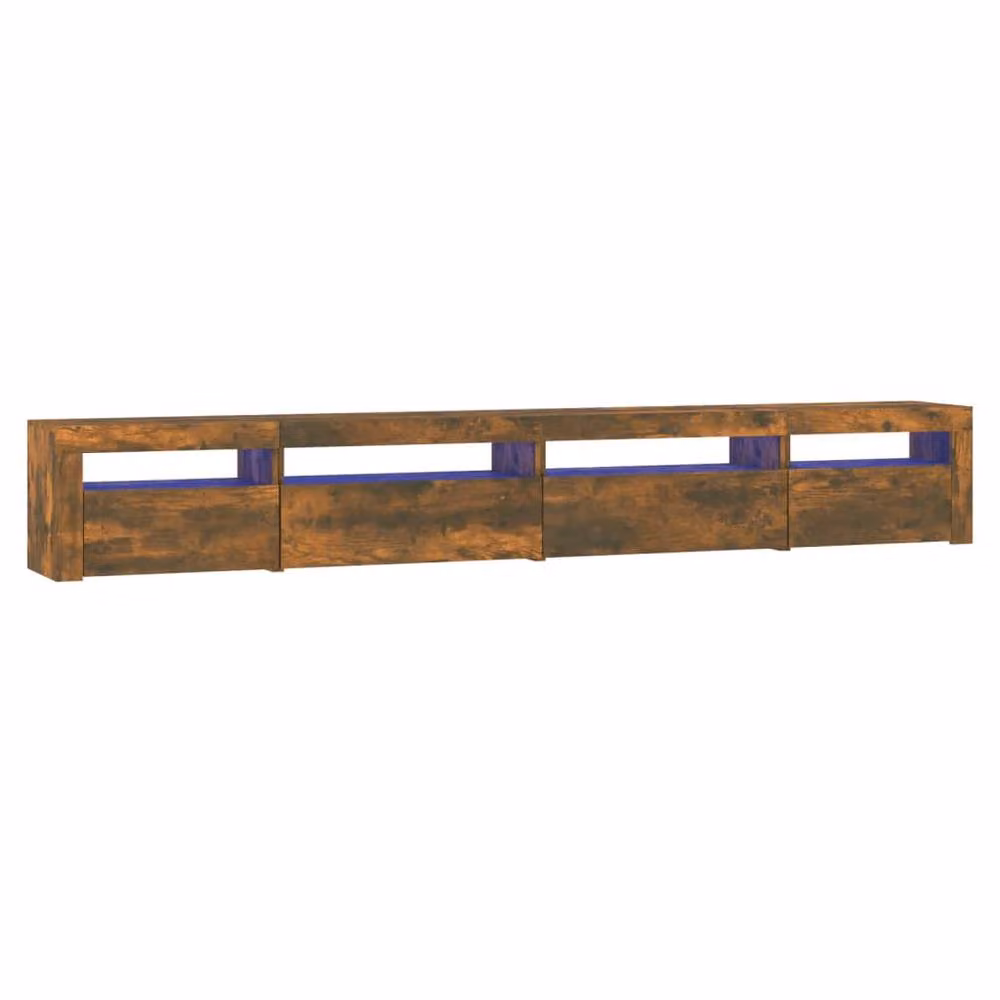 Berkfield Home Modern TV Cabinet with LED Lights in Smoked Oak Brown, W: 270 cm, D: 40 cm, H: 35 cm – 2