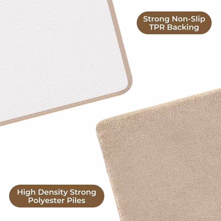 KORVIXA Non-Slip Round Door Mat in Beige, Diameter: 100 cm