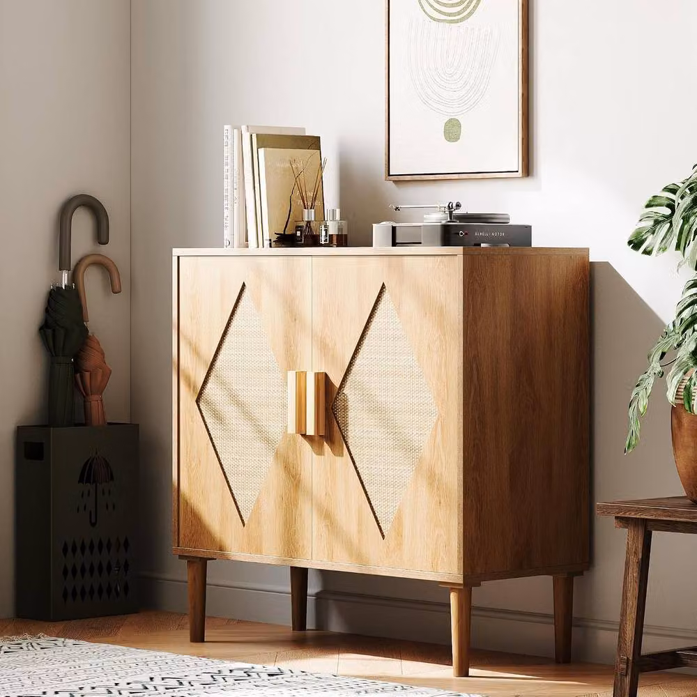 London Boutique Natural Rattan Buffet Storage Cabinet and Sideboard in Beige – 4