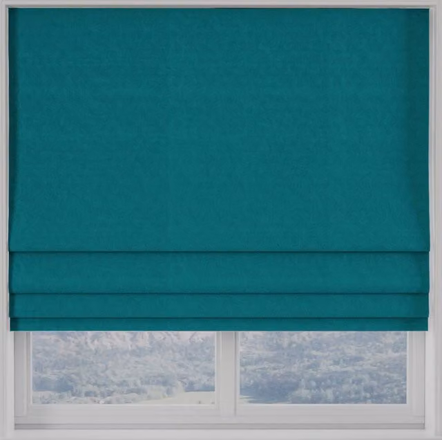 Terrys Turin Velvet Made to Measure Roman Blind in Petrol Peacock