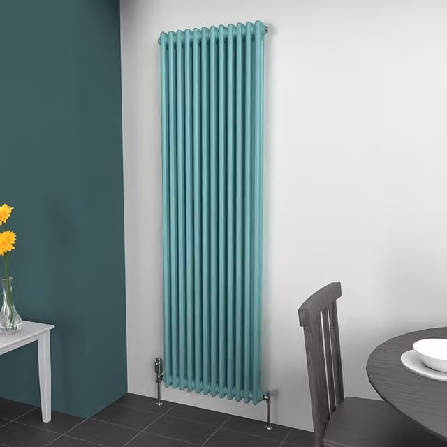 Lux Heat Vertical Coloured Column Radiator in Light Aqua Green, H 180 cm x W 56 cm