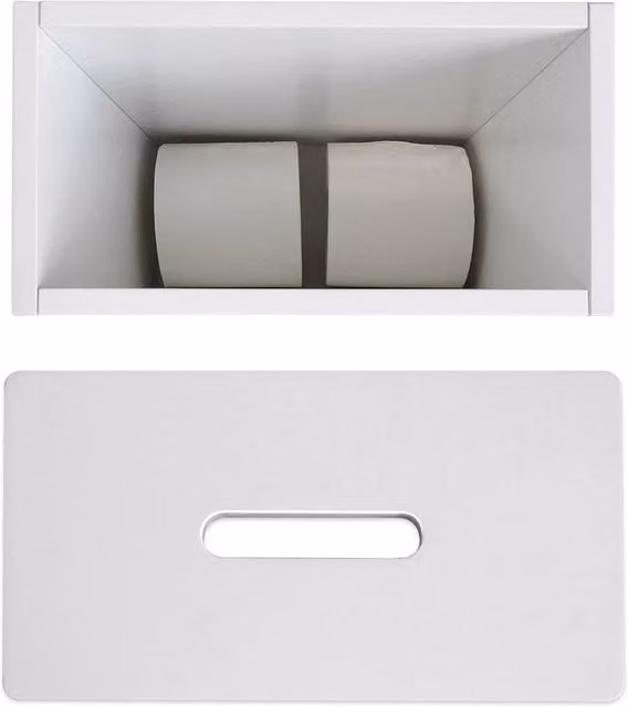 VOGREX Wooden Slim Shaker Multi Purpose Toilet Roll Storage Box, White