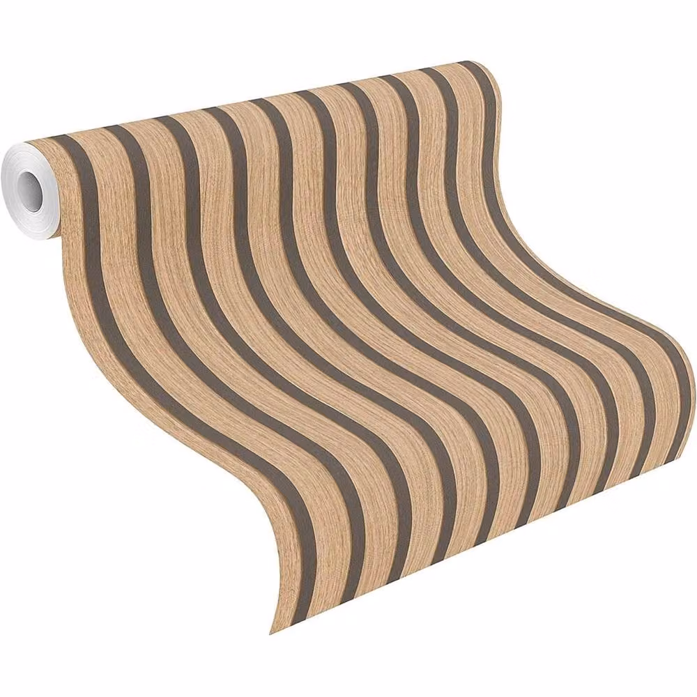 Nordara Brown Wood Look Self-Adhesive 3D Striped Wall Panel Wallpaper Roll – 5