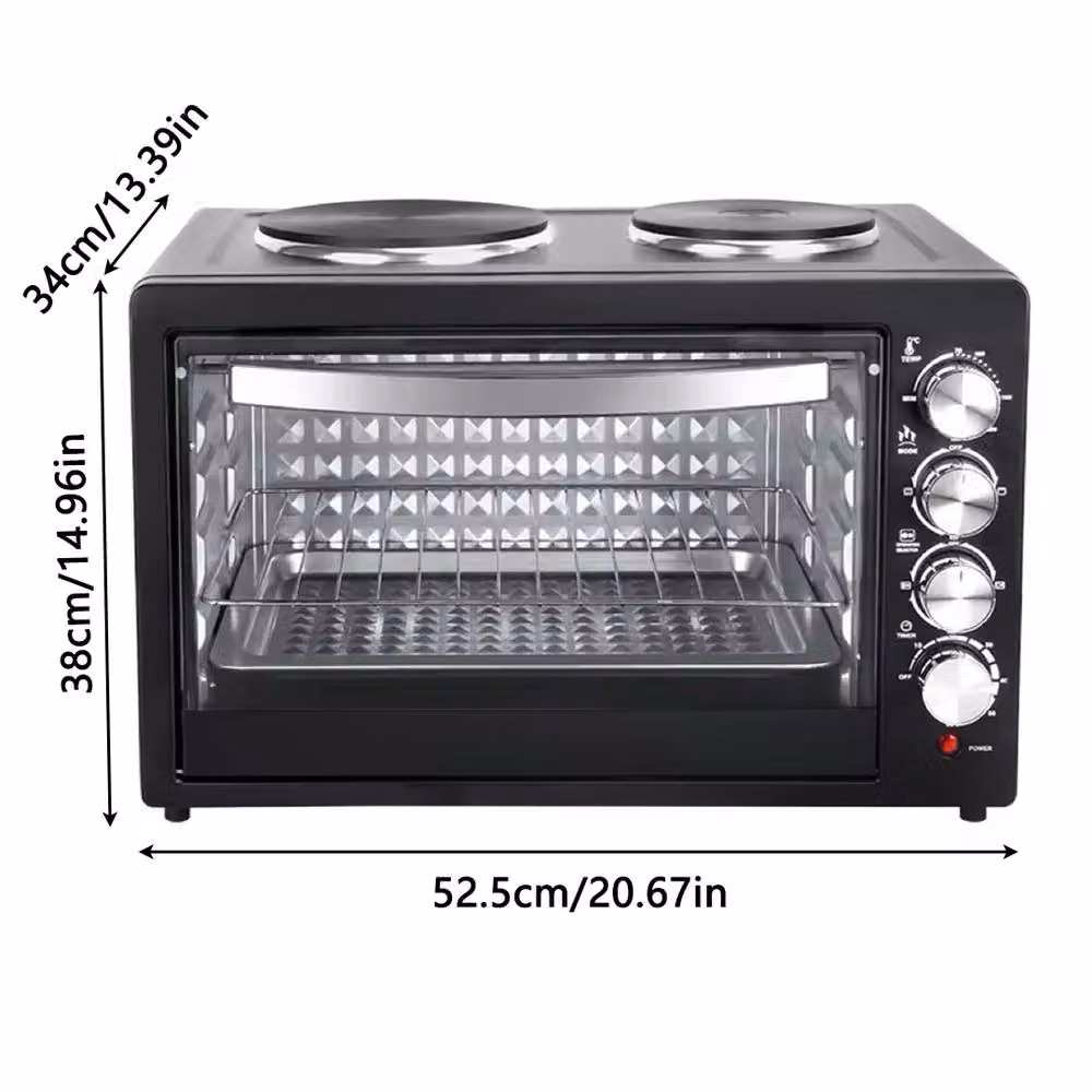 Ventryn 48 L Mini Electric Oven with Dual Hotplates, 1600 W, Black – 2