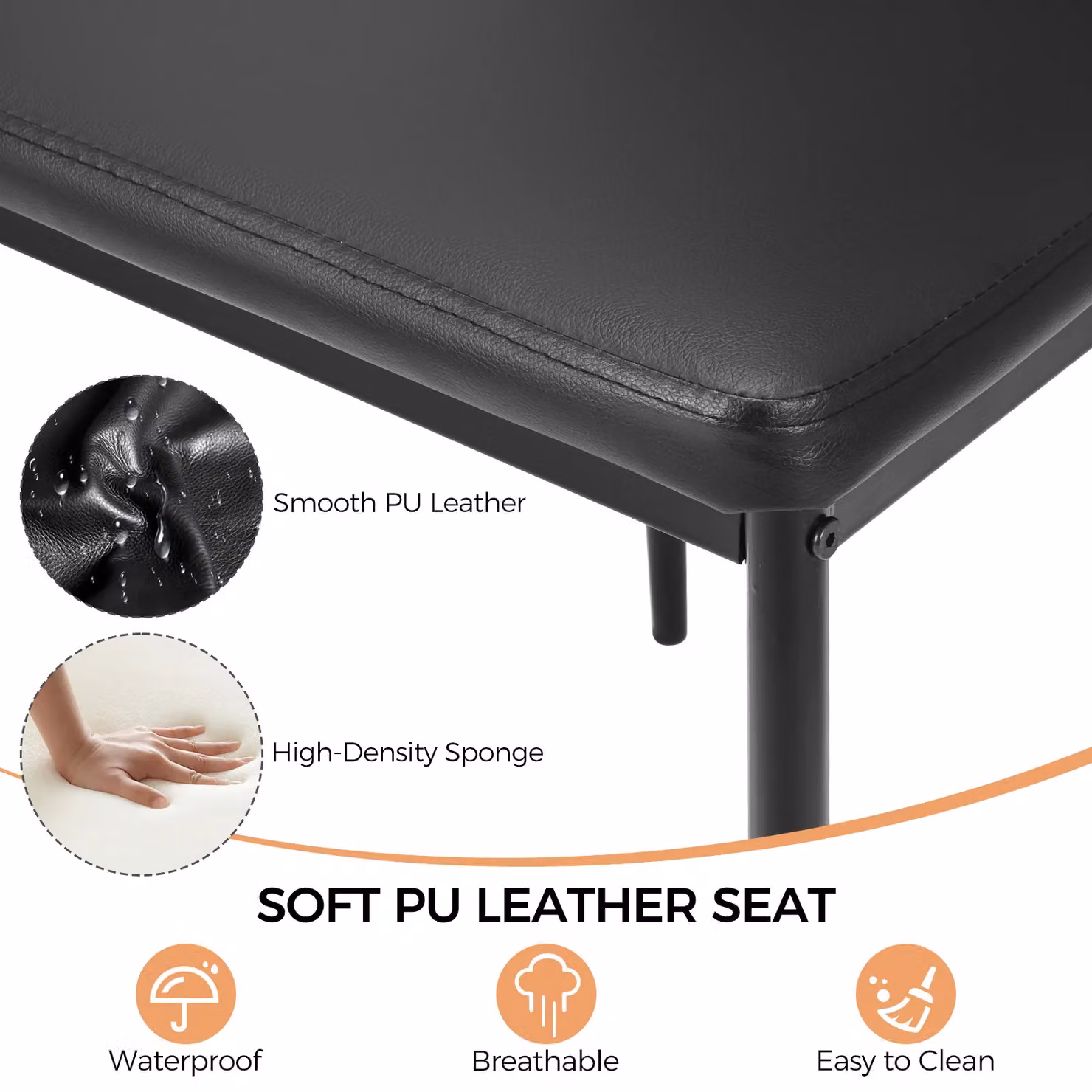 Costway Set of 4 Modern Black Synthetic Leather Padded High Back Armless Dining Side Chairs – 4