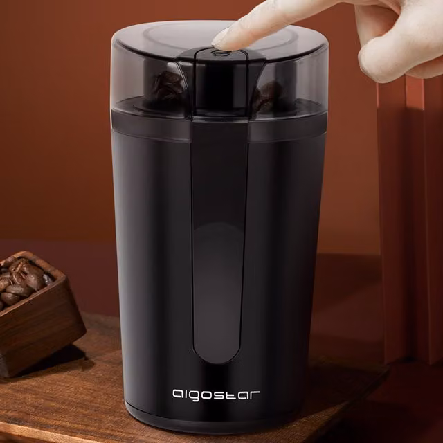 Aigostar Electric Blade Coffee Grinder with Stainless Steel Blades, Black and Transparent