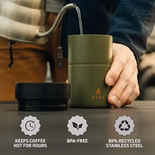 VSSL Nest Pour Over Coffee Set with 10 oz Double Walled Mug, Deep Moss Green – 4