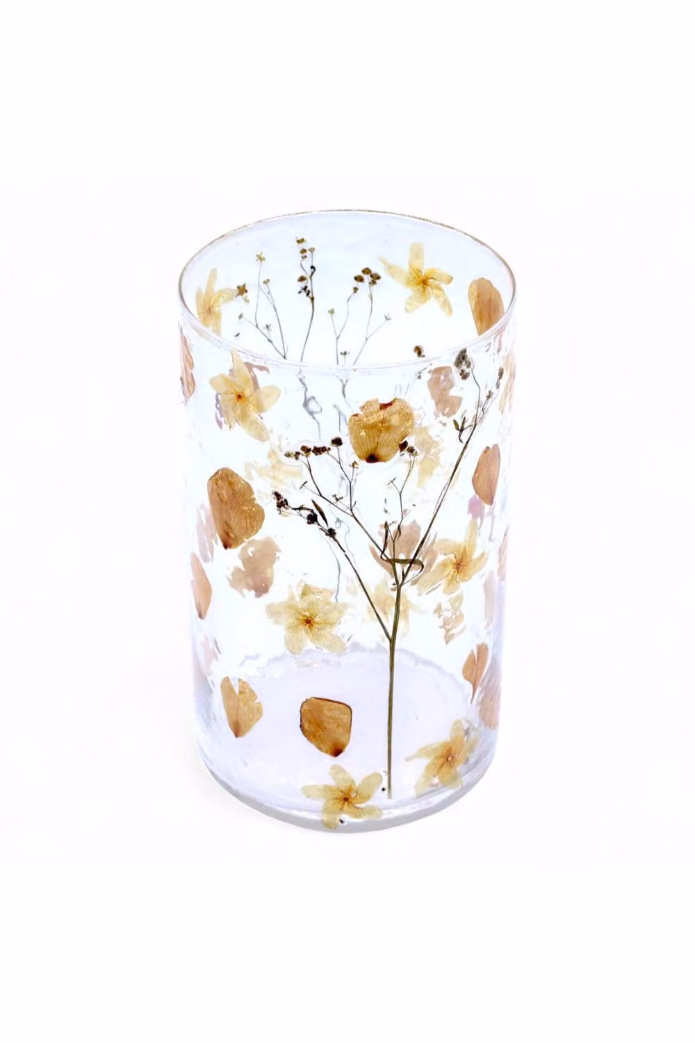 KDMD Natural Floral Glass Vase and Pillar Candle Holder, Transparent, H 19 cm x W 11 cm – 3