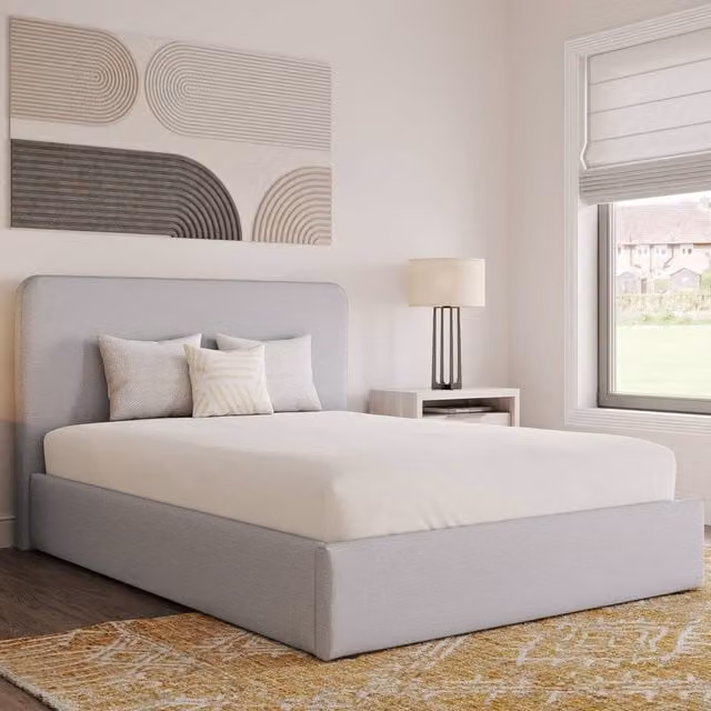 Snuggle Beds Holden Upholstered Ottoman Bed in Light Grey, W/D/H: 150 x 200 cm – 1