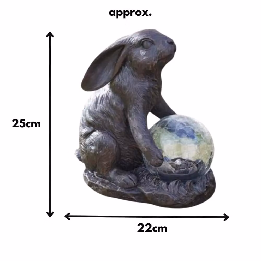 Marco Paul Solar Rabbit Garden Ornament with Crackle Ball in Brown – 2