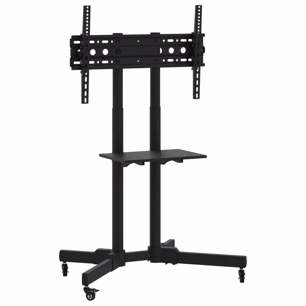 Berkfield Home Modern Black Metal TV Stand on Wheels for 32-70 Inch Screens – 2