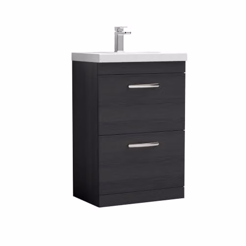 Balterley Floor Standing 2 Drawer Bathroom Vanity Unit with Thin Edge Basin, Charcoal Black, W/D/H: 61.0 x 39.0 x 91.5 cm – 4