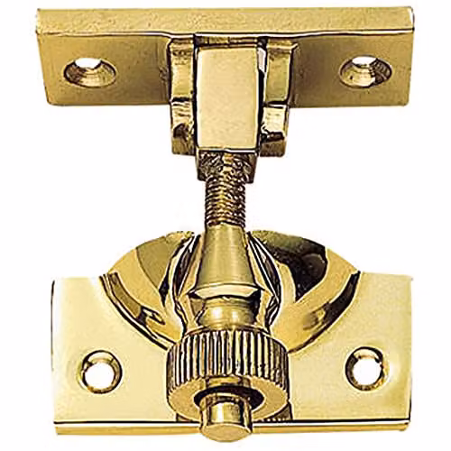 Loops Brighton Pattern Sprung Sash Fastener in Polished Brass with 56 x 22mm Fixing Plate – 1