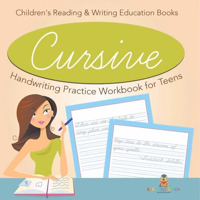 Baby Professor Cursive Handwriting Practice Workbook for Teens in Multicolour