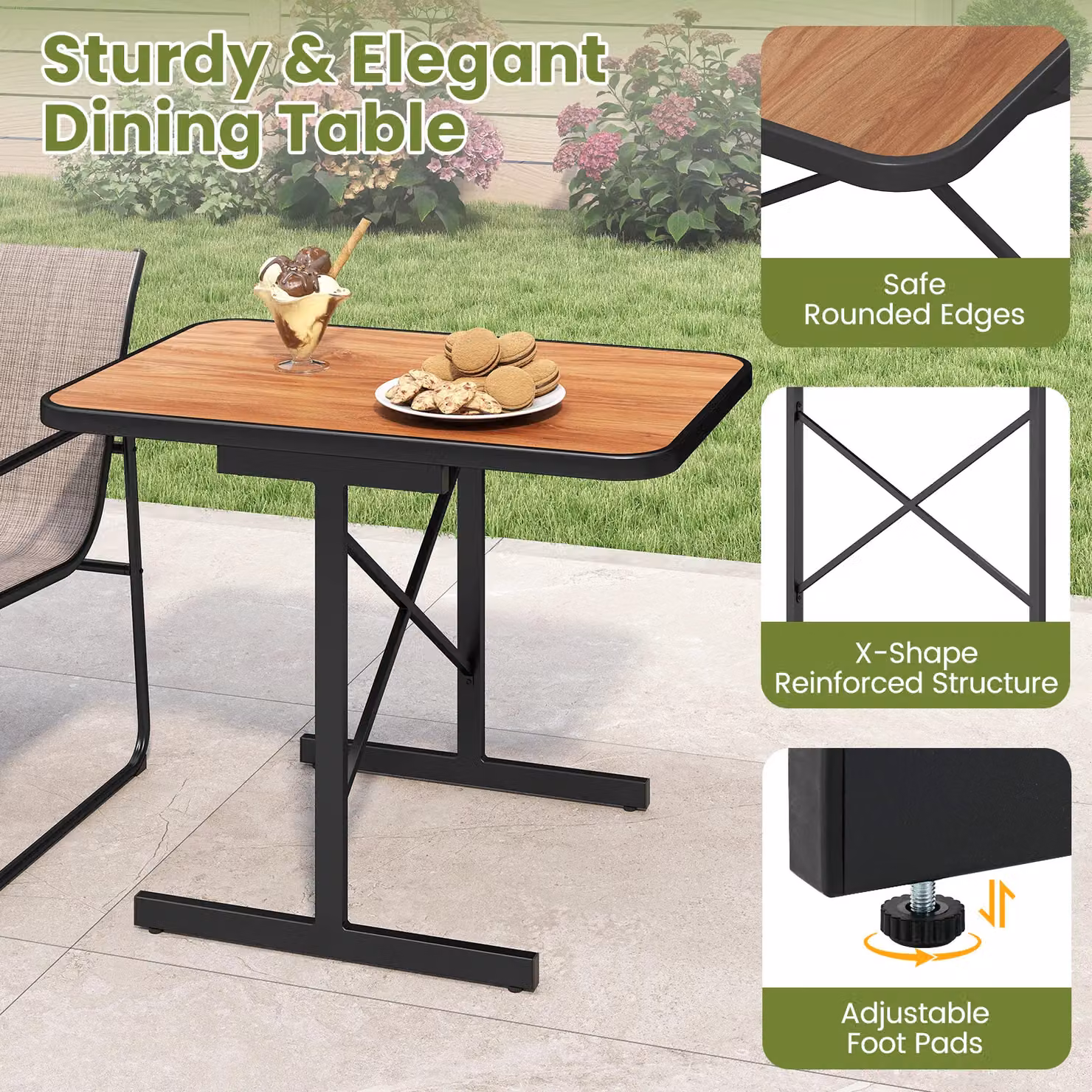 Costway 3 Piece Brown Metal Patio Bistro Outdoor Furniture Set – 6