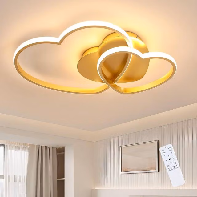 Goeco Dimmable Heart Shape LED Ceiling Light in Gold – 1
