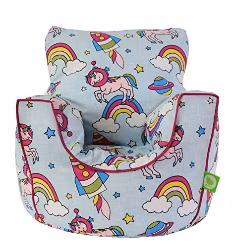 Bean Lazy Cotton Space Unicorn Pastel Rainbow Bean Bag Gaming Arm Chair for Children and Teenagers, Multicolour, W/D/H: 60 x 60 x 60 cm