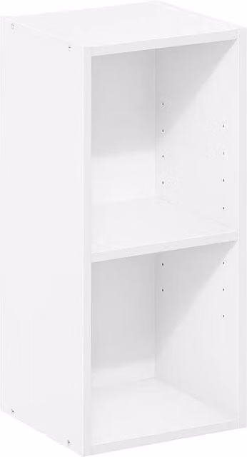 WALPLUS 2-Tier Narrow Adjustable Bookcase in White