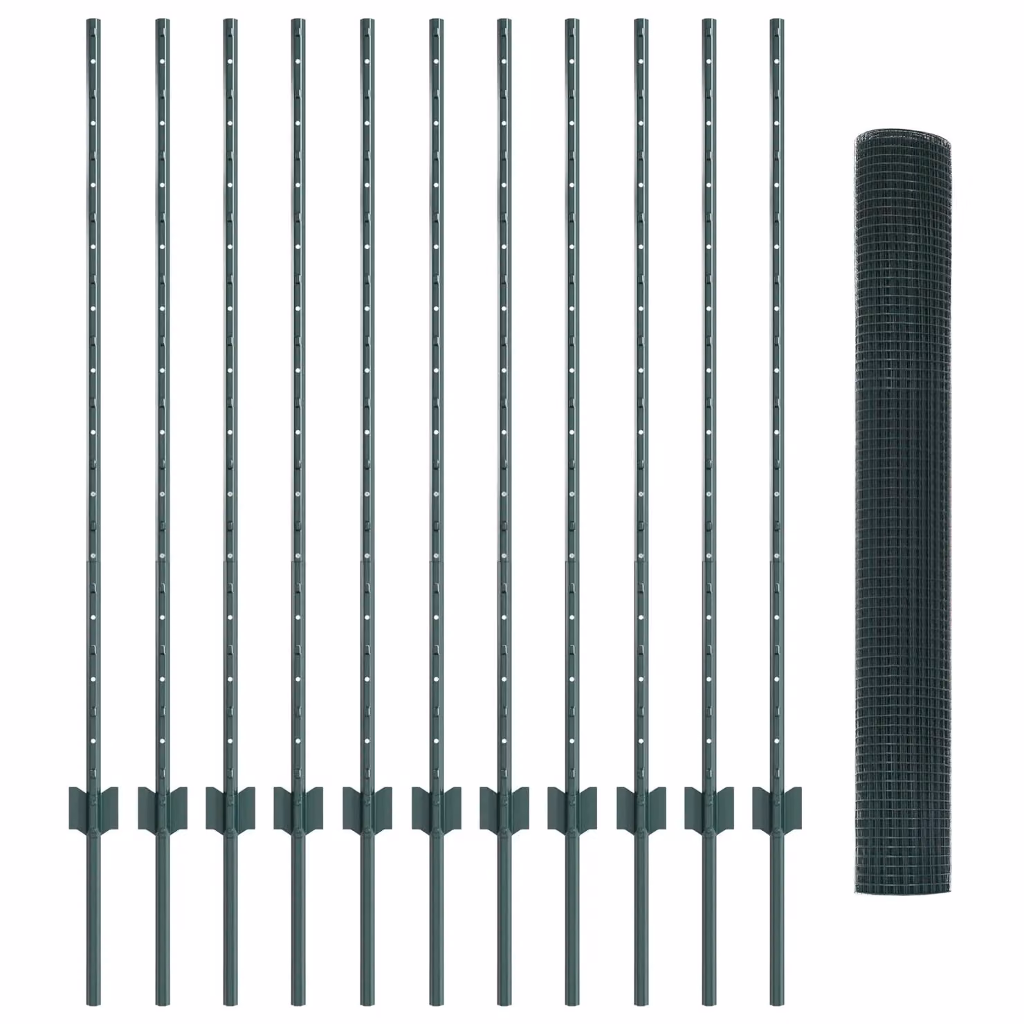 Berkfield Home Green Steel Welded Wire Fence with 11 U-Profile Posts, W: 25 m, H: 1.2 m – 2