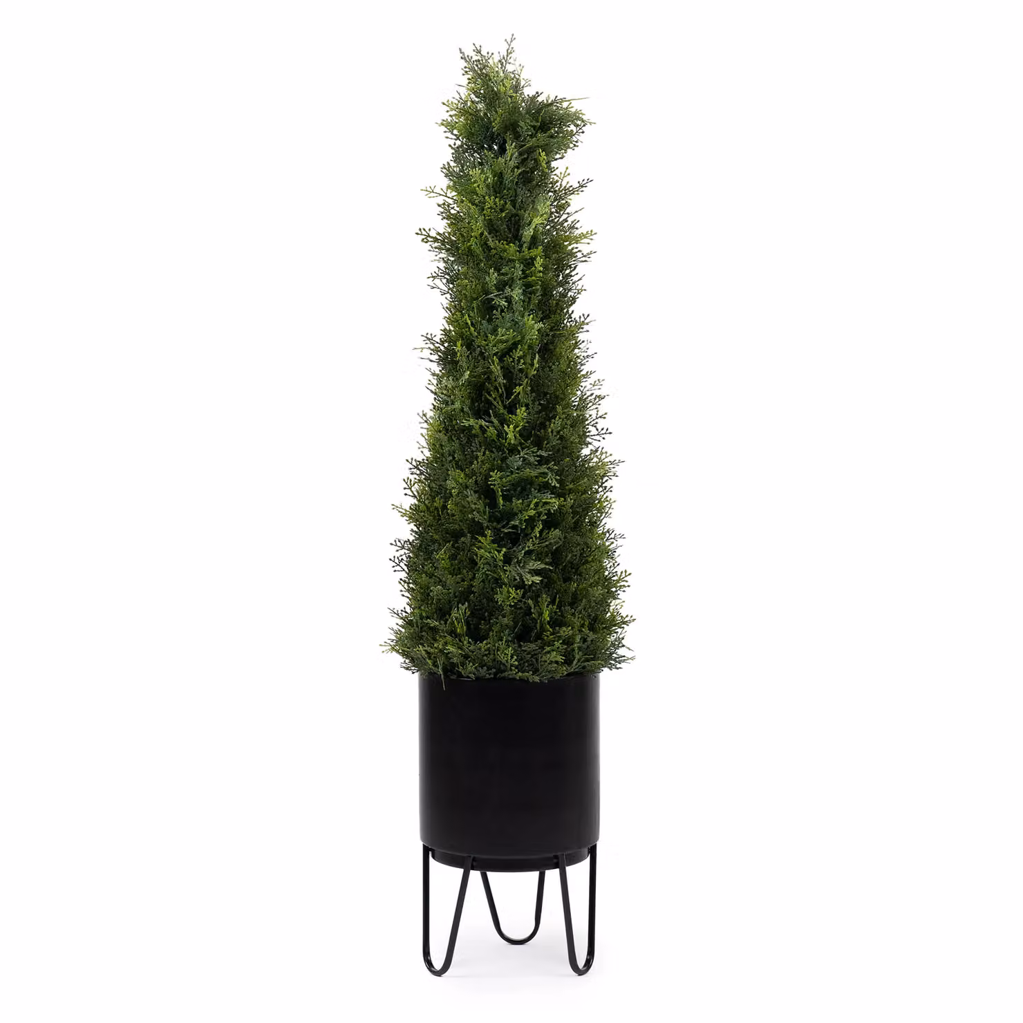 Scottish Everlastings Ltd Green Cedar Topiary Cone Tree in Metal Footed Pot, Height: 107 cm – 2