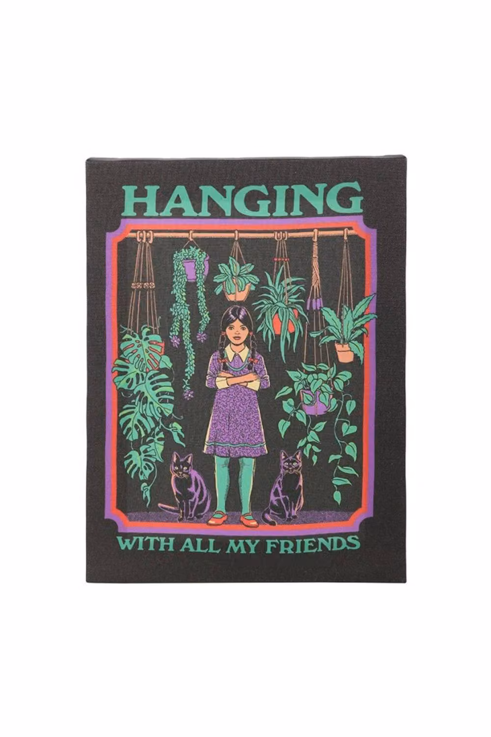 KDMD All My Friends Canvas Plaque by Steven Rhodes, Retro Black Wall Art, W: 19 cm, H: 25 cm – 2