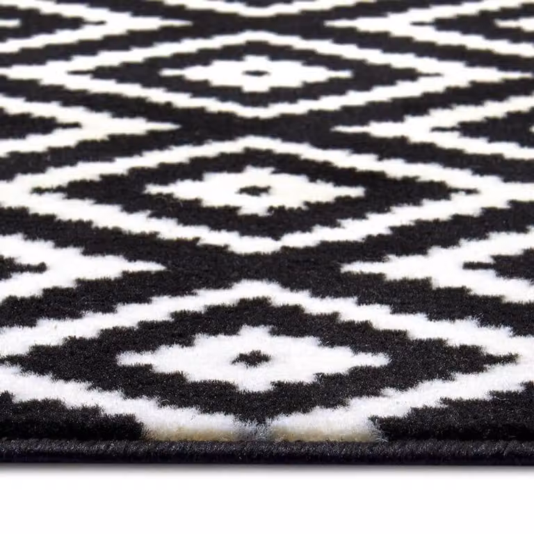THE RUGS Design Velours Striped Modern Low Pile Area Rug in Black, W: 200 cm, L: 290 cm
