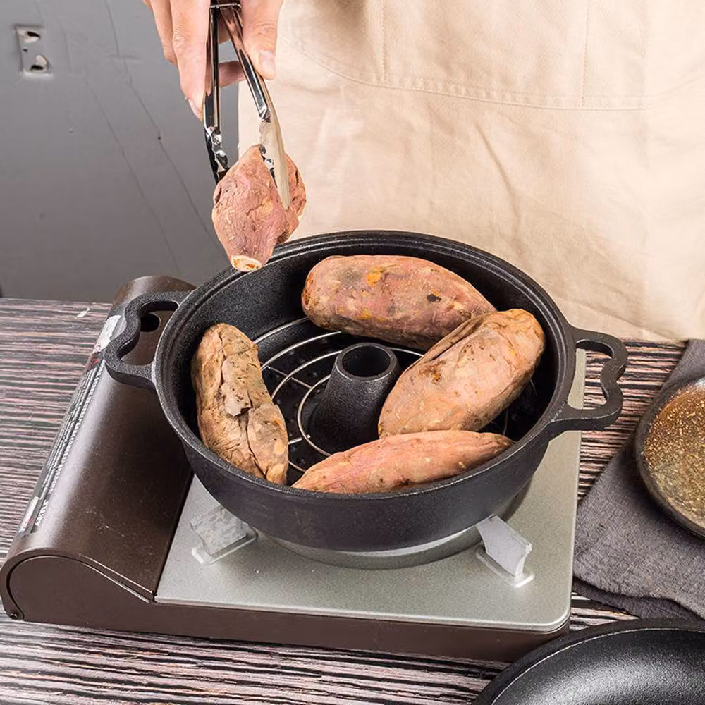 Living and Home Seasoned Cast Iron Chicken Roaster and Dutch Oven with Lid, Black, Diameter: 28 cm – 5
