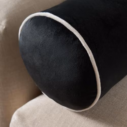 OHS Matte Velvet Bolster Cushion Cylinder Pillow in Black, 46 x 20 cm – 4