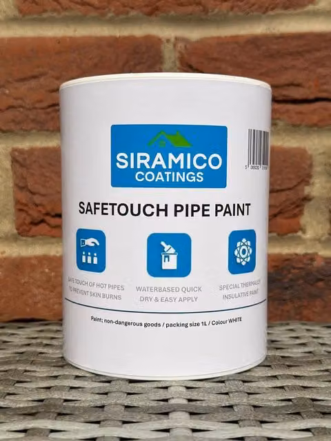 SIRAMICO COATINGS Safetouch Pipe Paint, White, 1 Litre, Water-based Thermal Insulation Paint – 1