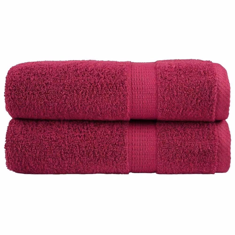 Berkfield Home SOLUND Premium Cotton Terry Hand Towels, 2 Pack, Bordeaux Red, W: 50 cm x L: 100 cm, 600gsm – 2